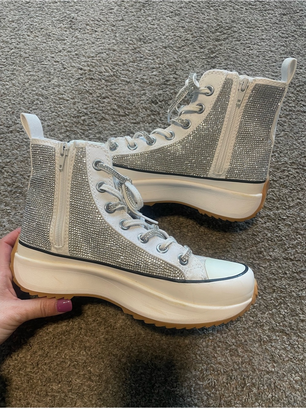 Steve Madden rhinestone diamond converse style shoes - Picture 4 of 14